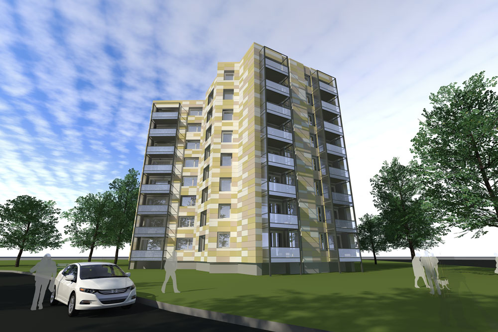 Renderbild Fassadenmodernisierung Hochhausobjekt